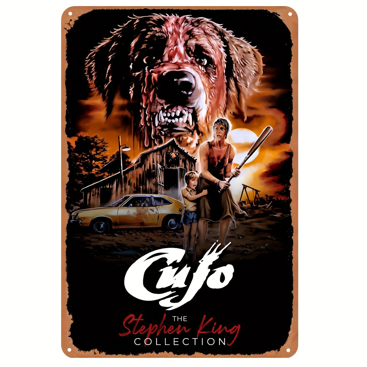 Vintage Collectible Posters - クジョ (1983) ヴィンテージメタルティンサイン - レトロウォールアート、スティーブン・キングコレクション プラクポスター（キッチン、バー、男性向け）