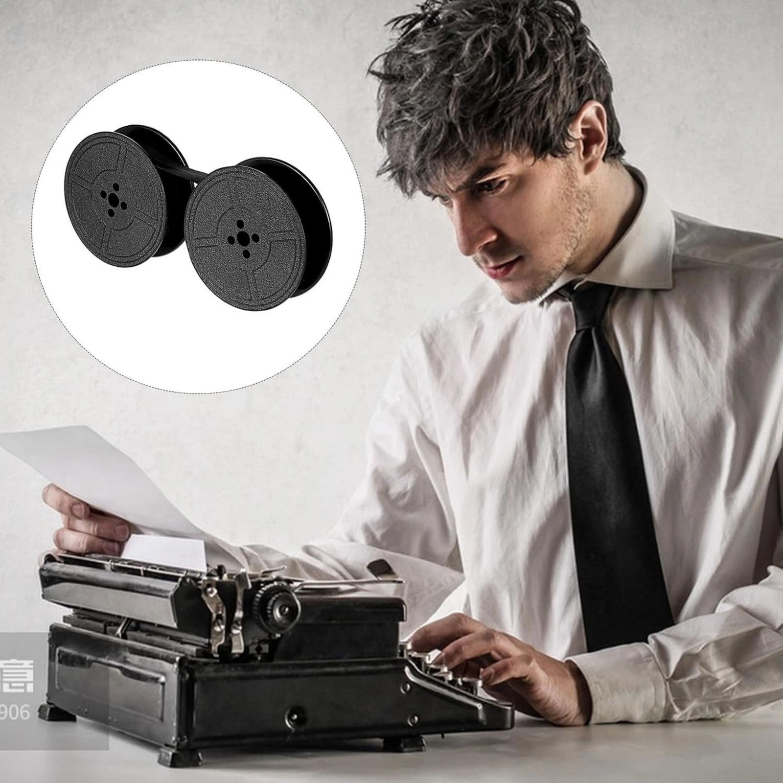 Typewriter Ribbon Roll - 2 ロールユニバーサルタイプライターリボン ブラック、ほとんどの古いタイプライターと新しいタイプライターに対応、オフィスや家庭用