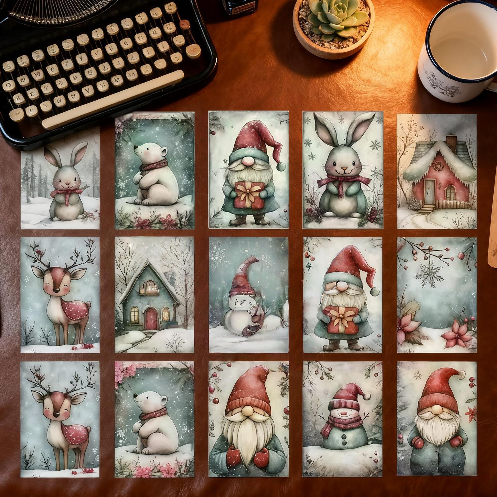 Collectible Vintage Greeting Cards - クリスマス グリーティングカード 20 枚 コレクタブル 雪のテーマ