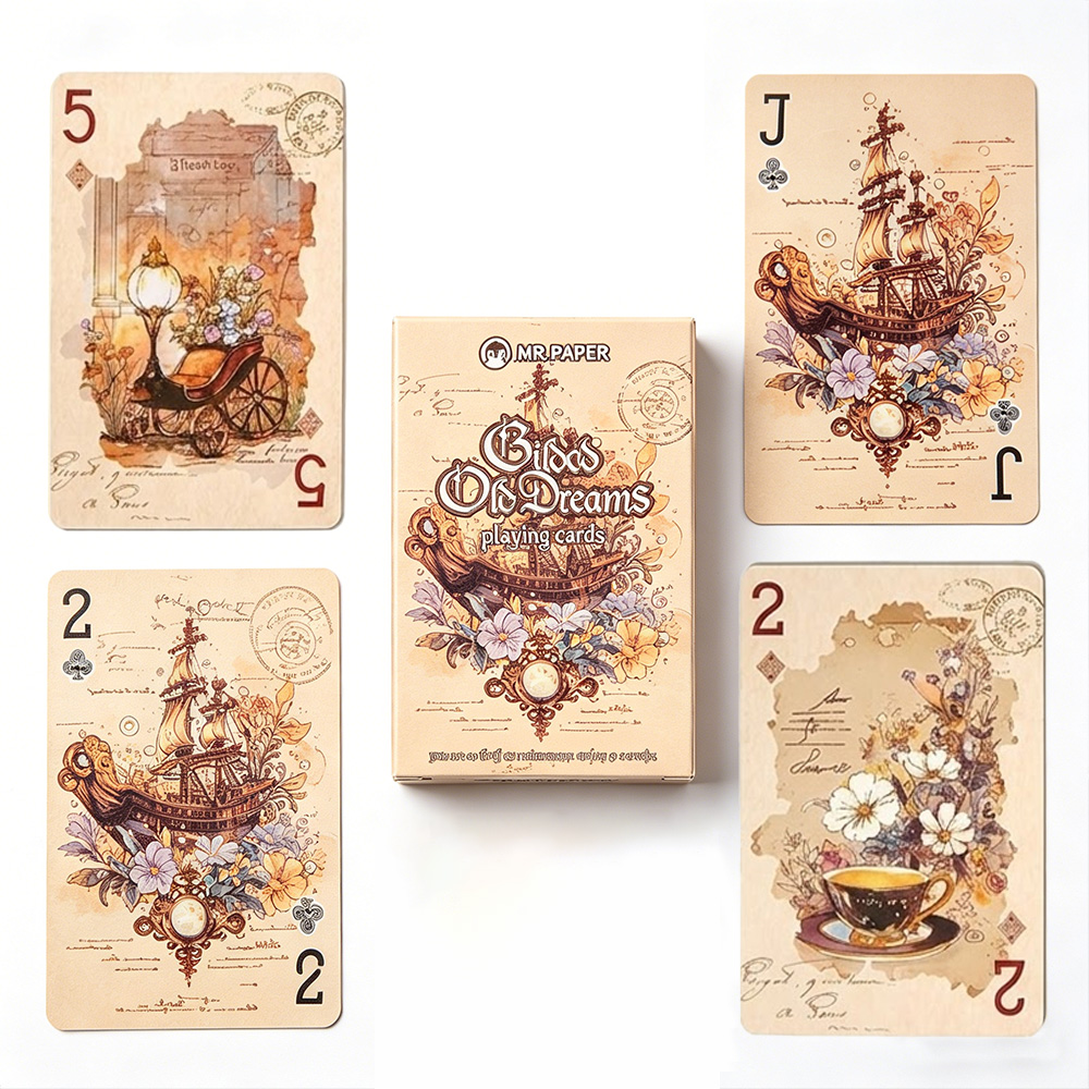 Vintage Collectible Board Games - 55枚入り ヴィンテージ風プレイングカード (57*88mm) マジックフラワーポーカーデッキ レトロコレクタブルボードゲームカード ギフト/パーティー用