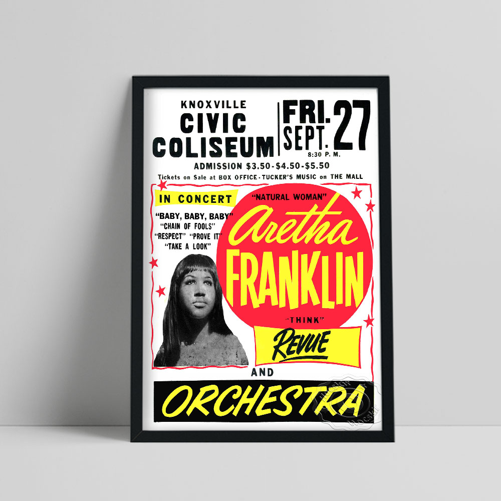 Vintage Collectible Posters - ヴィンテージ音楽会場プリントポスター、アメリカシンガーアレサフランクリンキャンバス絵画、ポップミュージックファンが壁の写真の家の装飾を収集