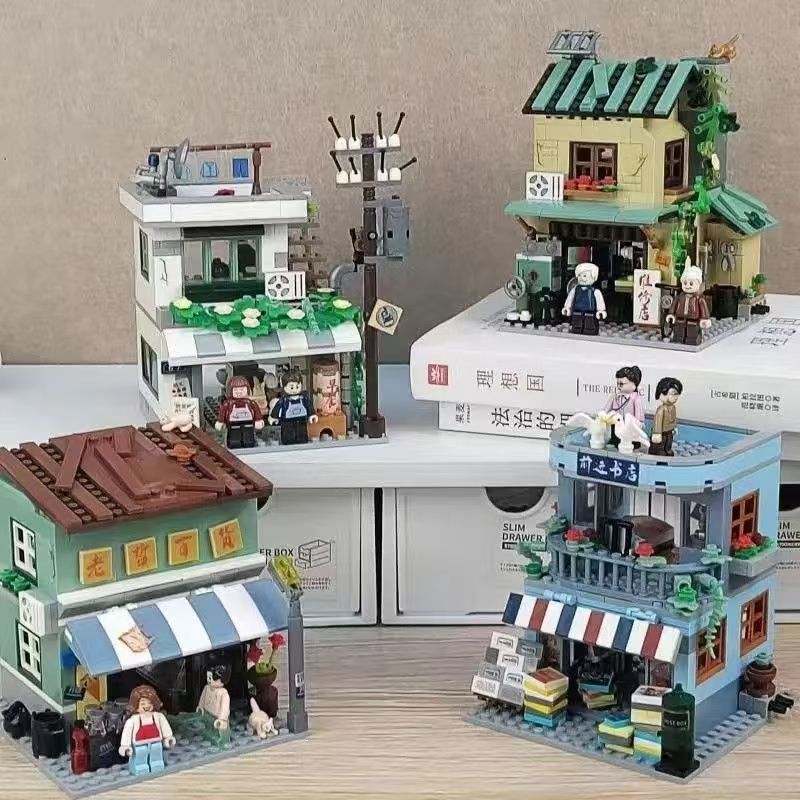 Vintage And Collectible Stores - ミニストリートヴィンテージデパートビルディングブロックレトロ古い店舗モデルレンガDIY組み立てホームデコレーションコレクターズアイテムクリスマスギフト
