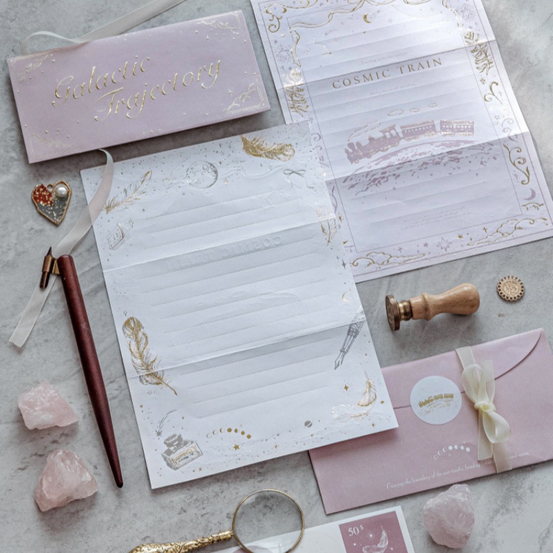 Collectible Vintage Greeting Cards - スタームーン詩集シリーズ ヴィンテージレリーフ風景素材 封筒付きセット 手書きグリーティングカード ロマンチックな願い