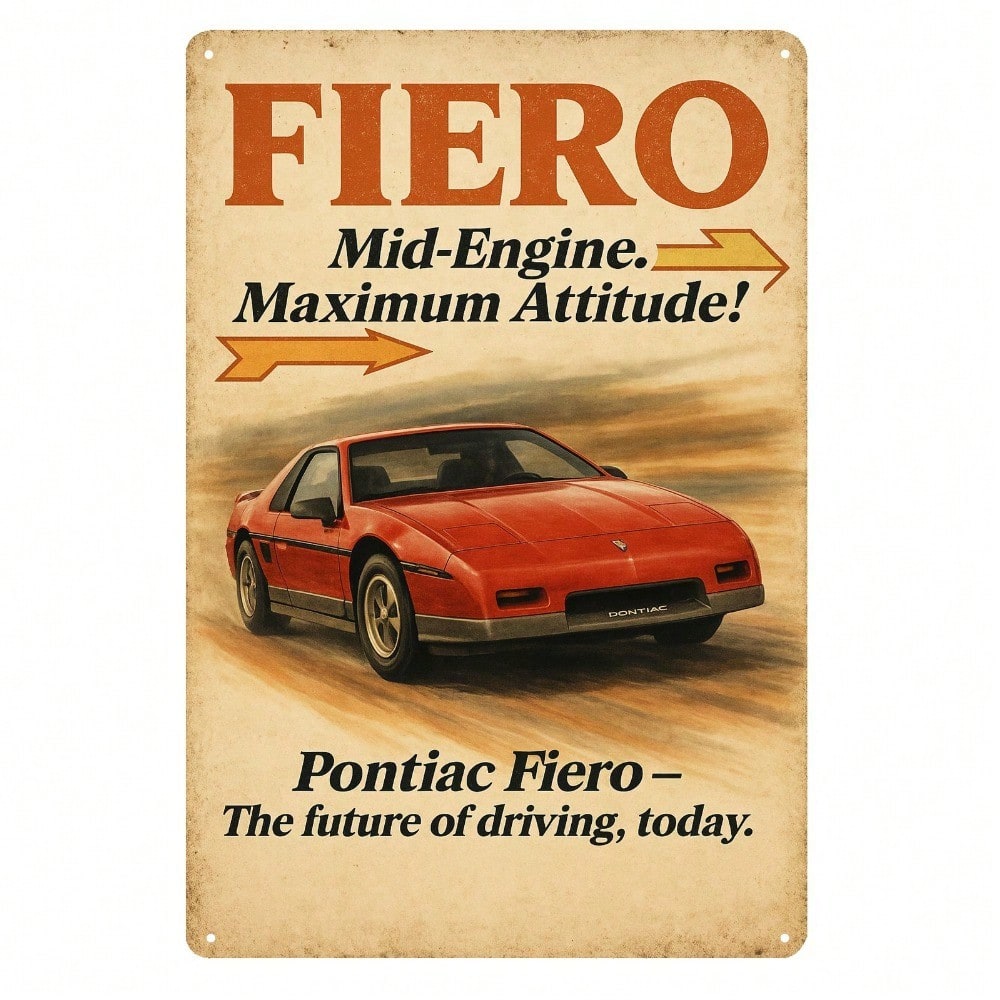 Vintage Collectible Posters - VSKFRS ヴィンテージメタルティンポスター 20x30cm ポンティアック フィエロ レトロカー