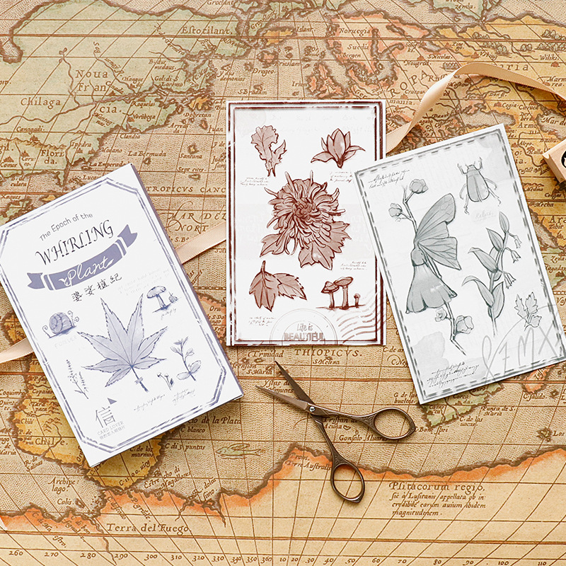 Collectible Vintage Greeting Cards - 30枚入り渦巻く植物ポストカードセット - ヴィンテージ植物イラストグリーティングカード手作りペーパーアートコレクション