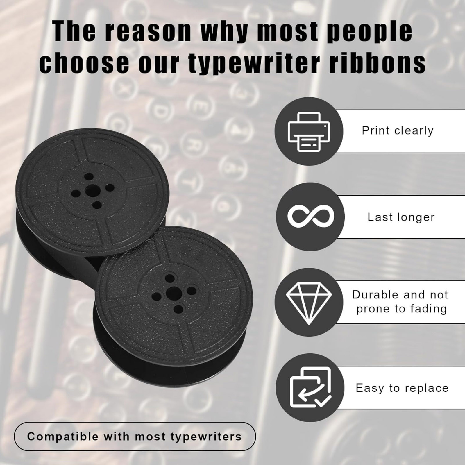 2 ロールユニバーサルタイプライターリボン ブラック、ほとん - Typewriter Ribbon Roll のレビューと価格