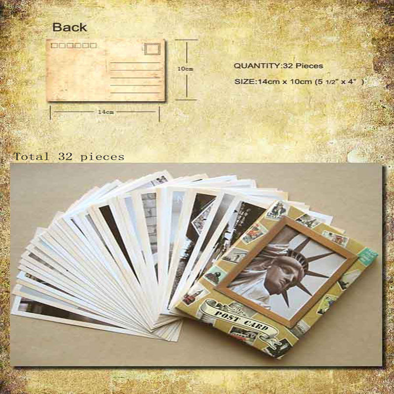 DIY レトロ 32 ピース/バッグヴィンテージ有名な建物古 - Collectible Vintage Greeting Cards のレビューと価格