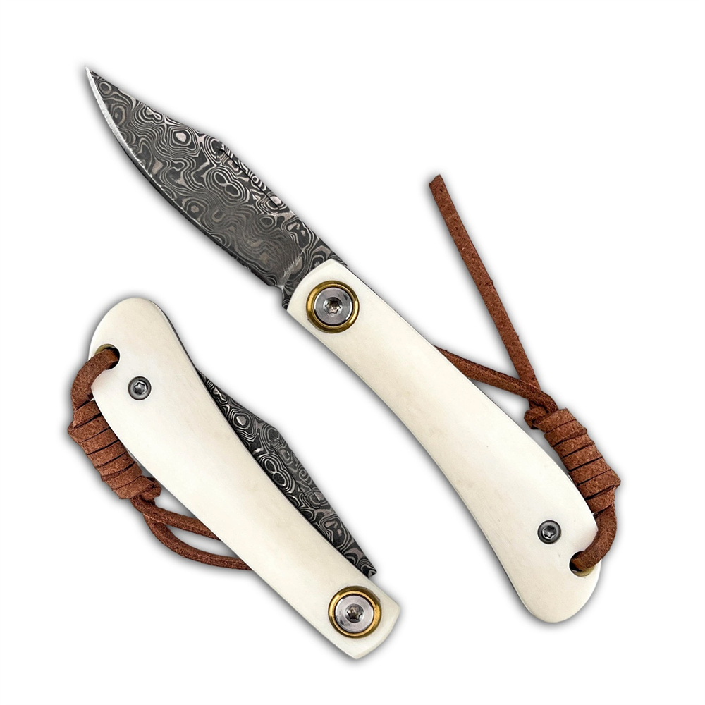 コンパクトなヴィンテージEDCダマスカス折りたたみナイフ、象 - Vintage Collectible Knives のレビューと価格