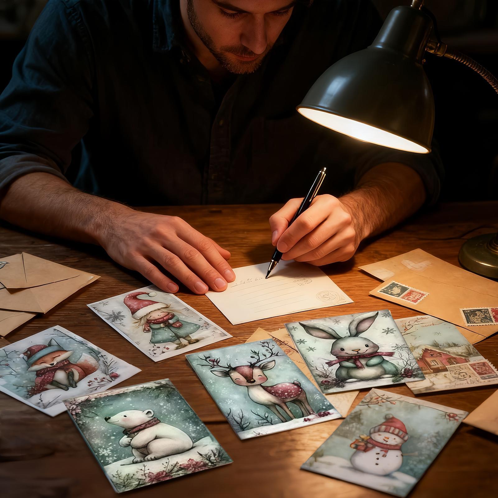クリスマスカード 20枚入り コレクタブル 雪のテーマ ヴィ - Collectible Vintage Greeting Cards のレビューと価格