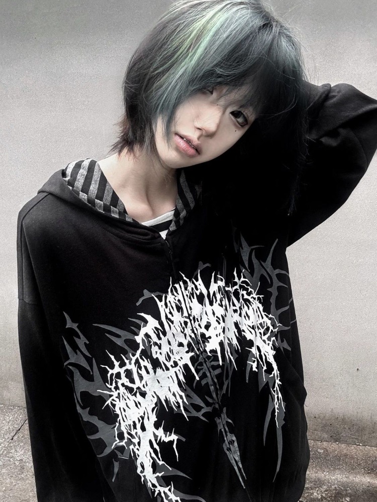 サブカルチャー Y2k 日本フード付きトレーナー女性薄型春秋 - Vintage Zip Hoodie のレビューと価格