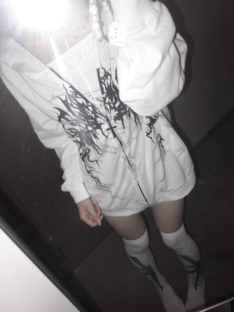 サブカルチャー Y2k 日本フード付きトレーナー女性薄型春秋 - Vintage Zip Hoodie のレビューと価格