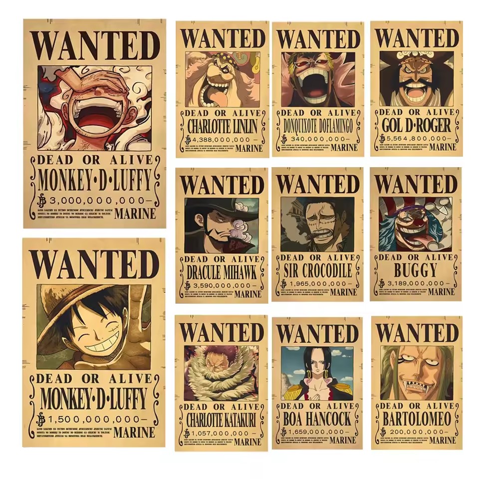アニメワンピース賞金首募集ポスタールフィギア5ニカエースキッ - Vintage Collectible Posters のレビューと価格
