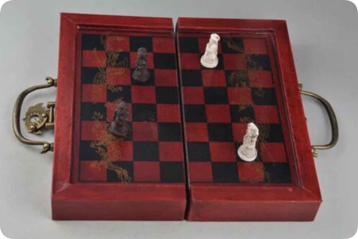 折りたたみ式ヴィンテージチェスセットボードゲーム木製32個の - Vintage Collectible Board Games のレビューと価格