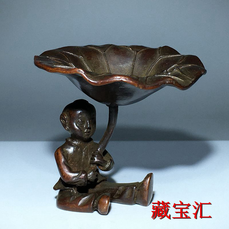 ヴィンテージアンティーク蓮の葉子供像ブロンズ製田舎古物コレク - Vintage And Collectible Items のレビューと価格