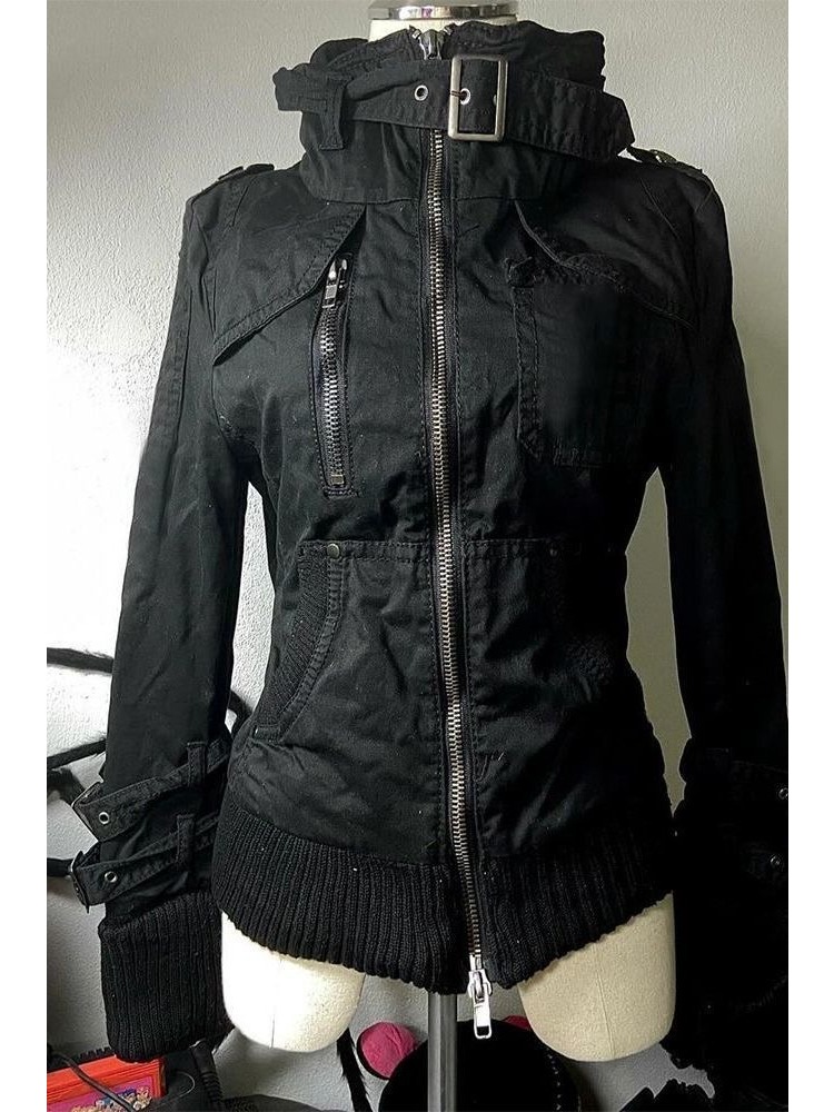 原宿ヴィンテージ90年代スタンドカラーボタン付きフード付きス - Vintage Zip Hoodie のレビューと価格