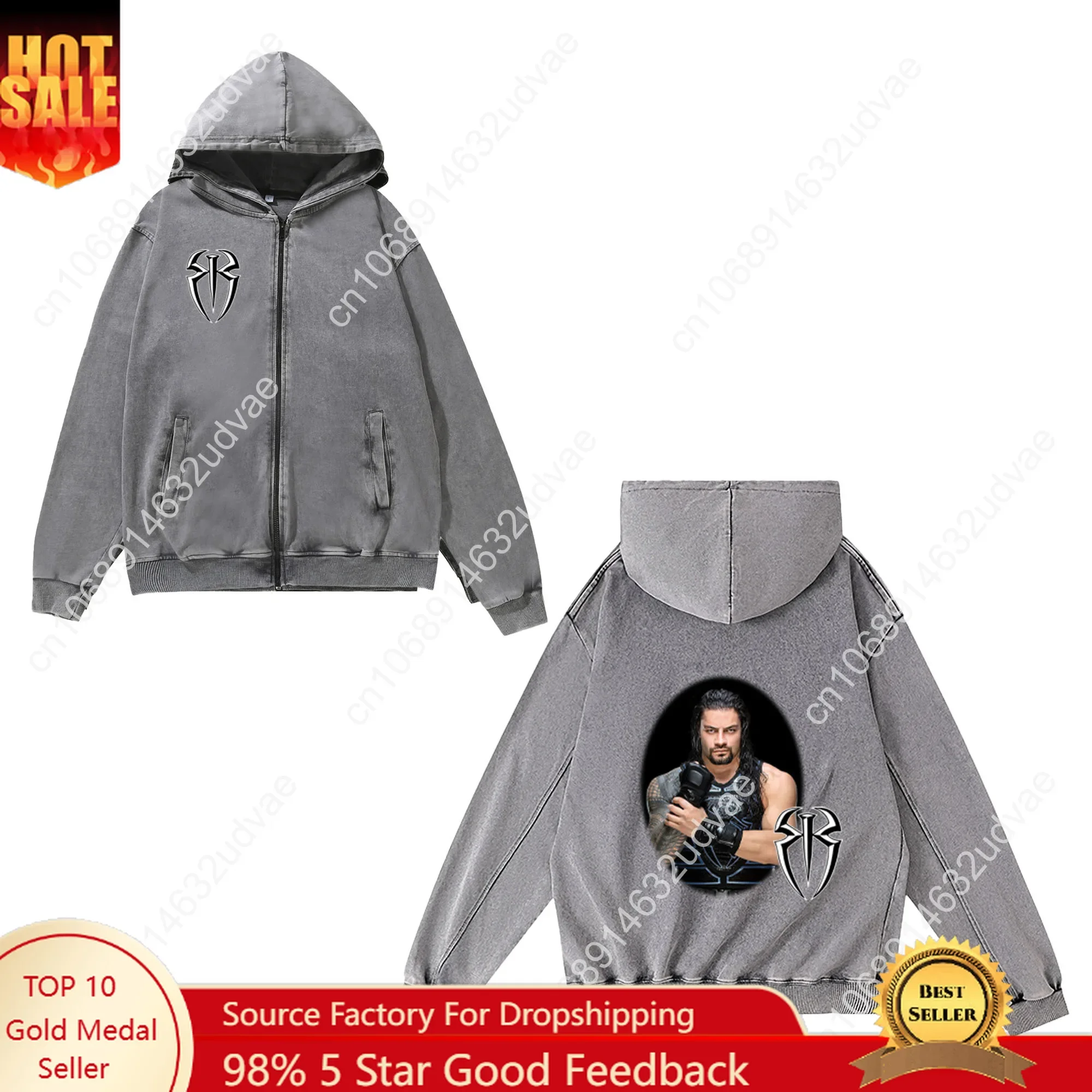ローマン・レインズ ジッパー スウェットシャツ 男性 女性  - Vintage Zip Hoodie のレビューと価格