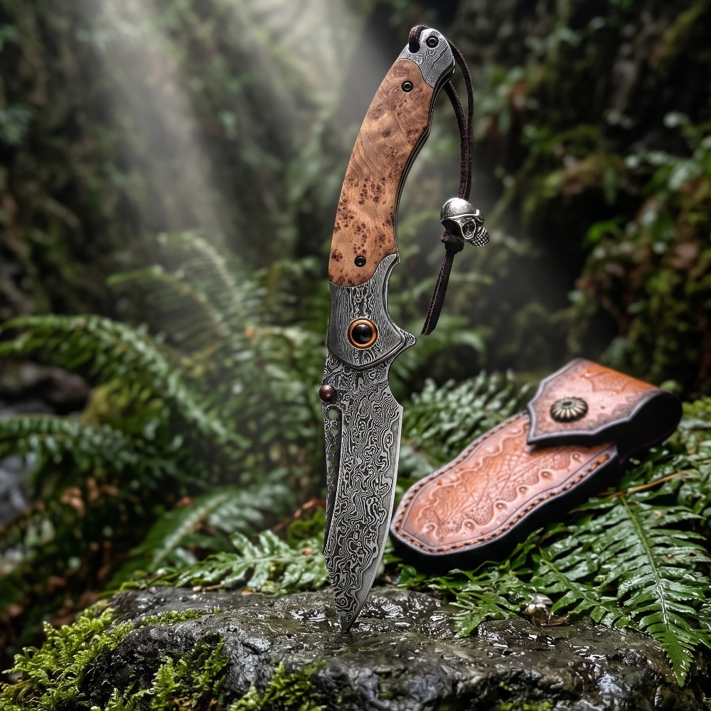 高硬度ダマスカス模様折りたたみナイフ、ヴィンテージ装飾コレク - Vintage Collectible Knives のレビューと価格